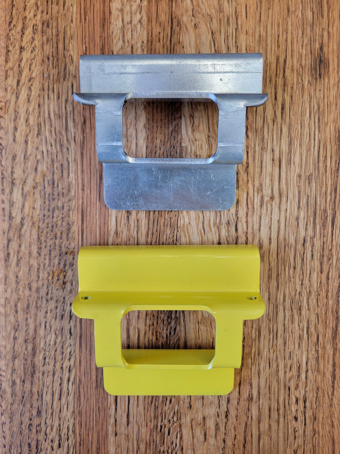 Chicago Style Lock Shield in Galvanised Steel and Power-coat Yellow 