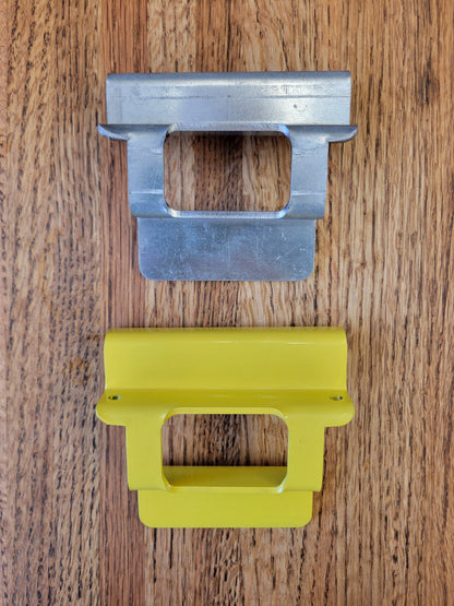 Chicago Style Lock Shield in Galvanised Steel and Power-coat Yellow 