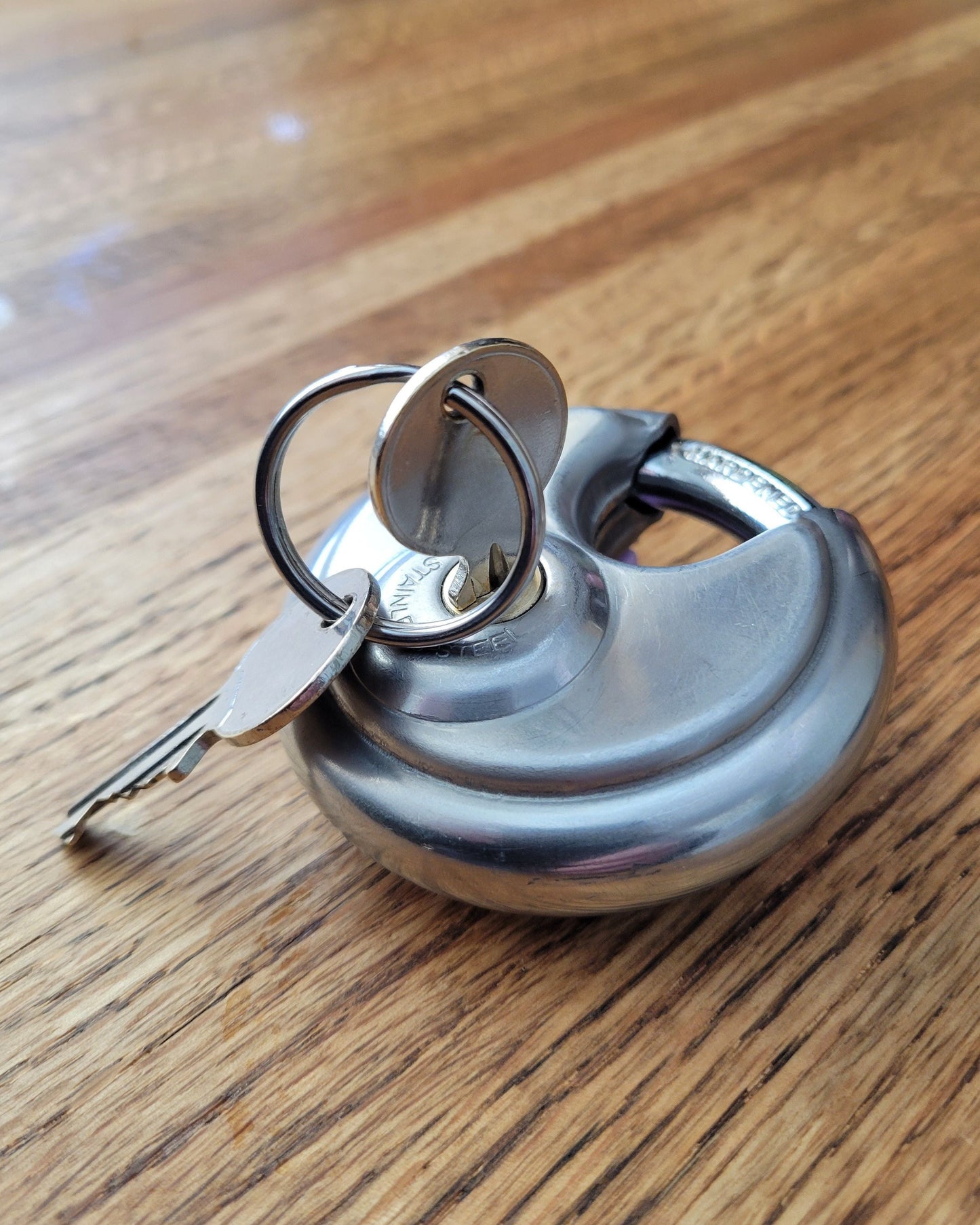  Stainless Steel Disc Lock with keys inserted